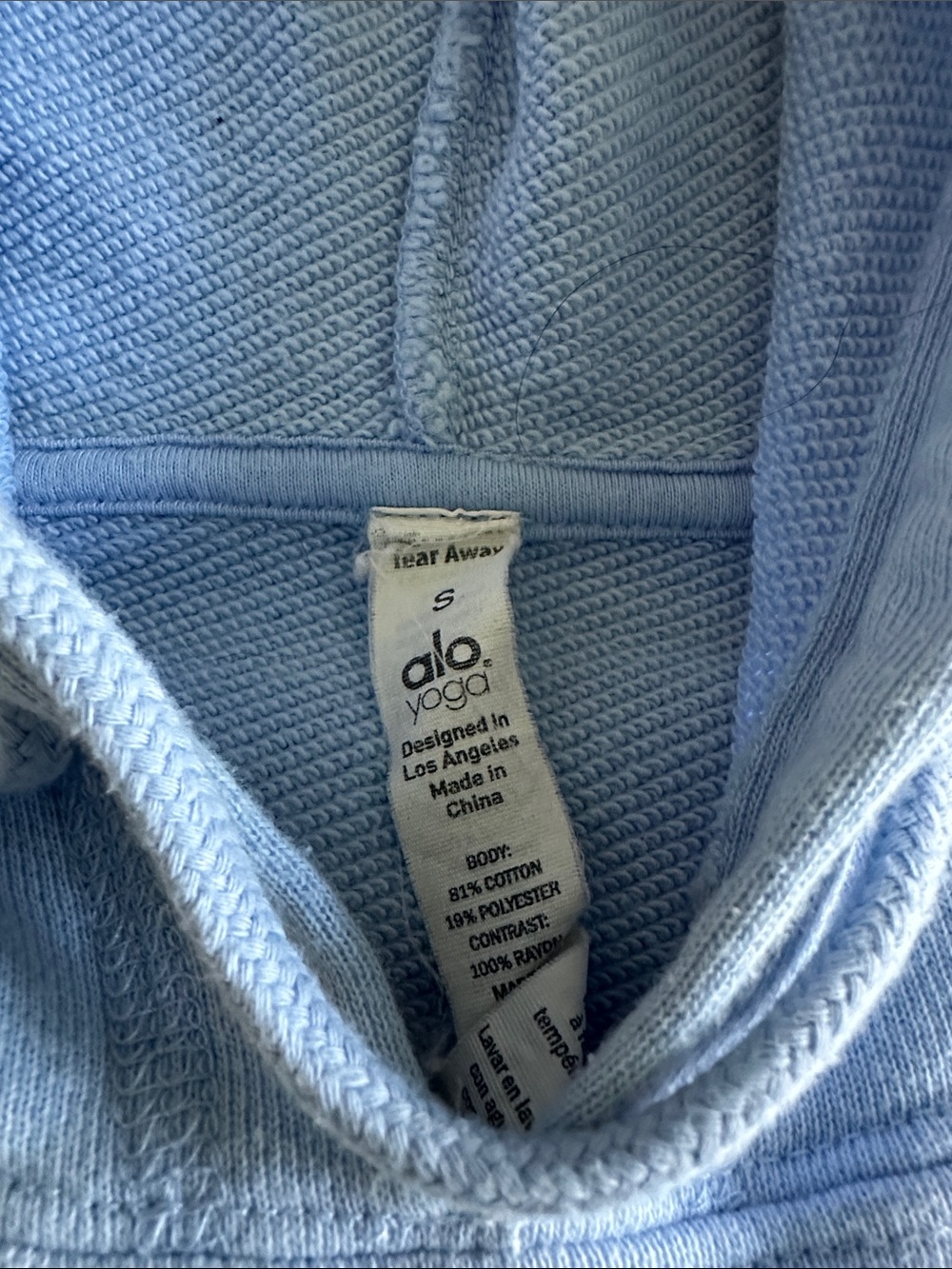 ALO Yoga Light Sky Blue Cropped Hoodie - Picture 2 of 7